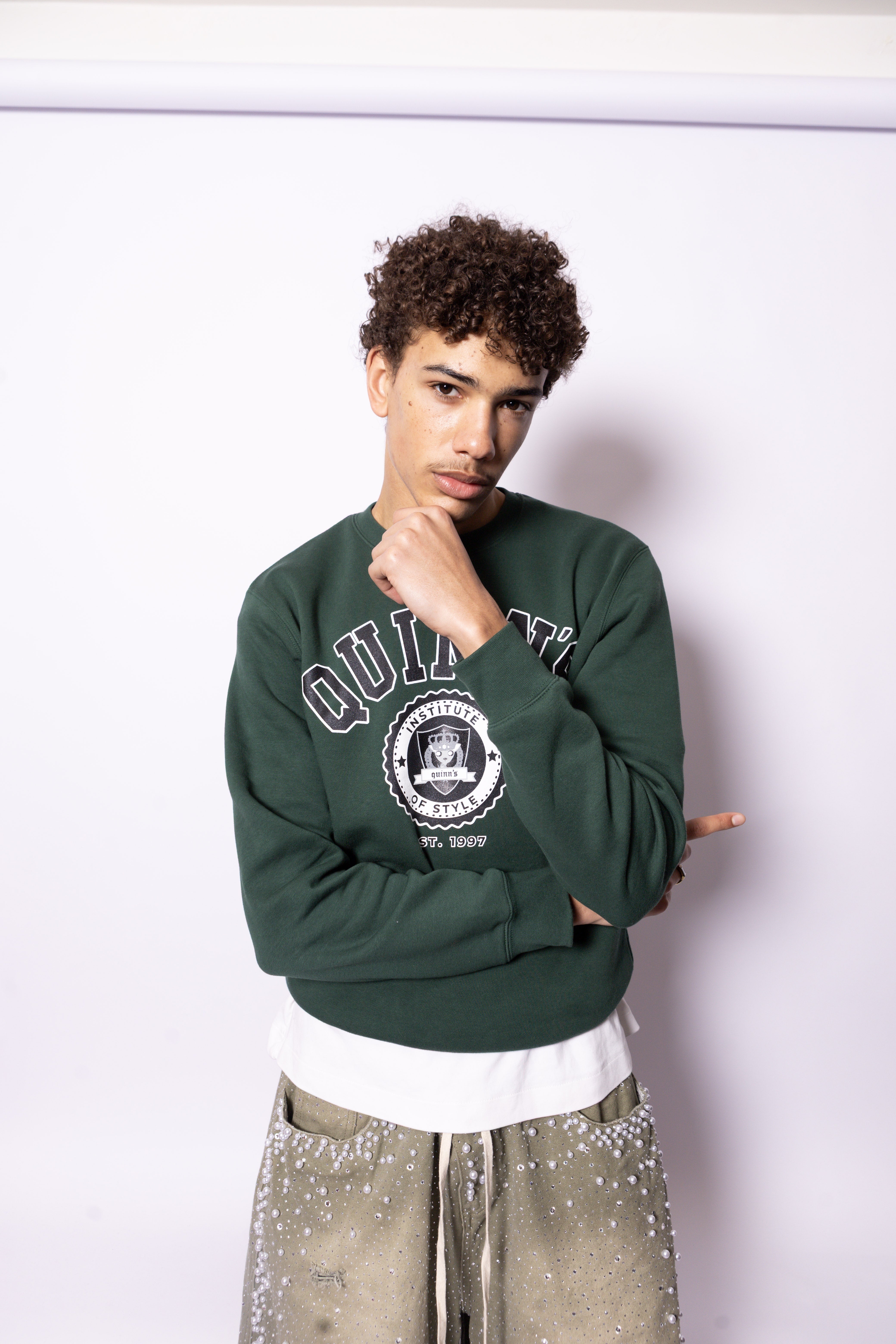 Quinn's College Sweater Green