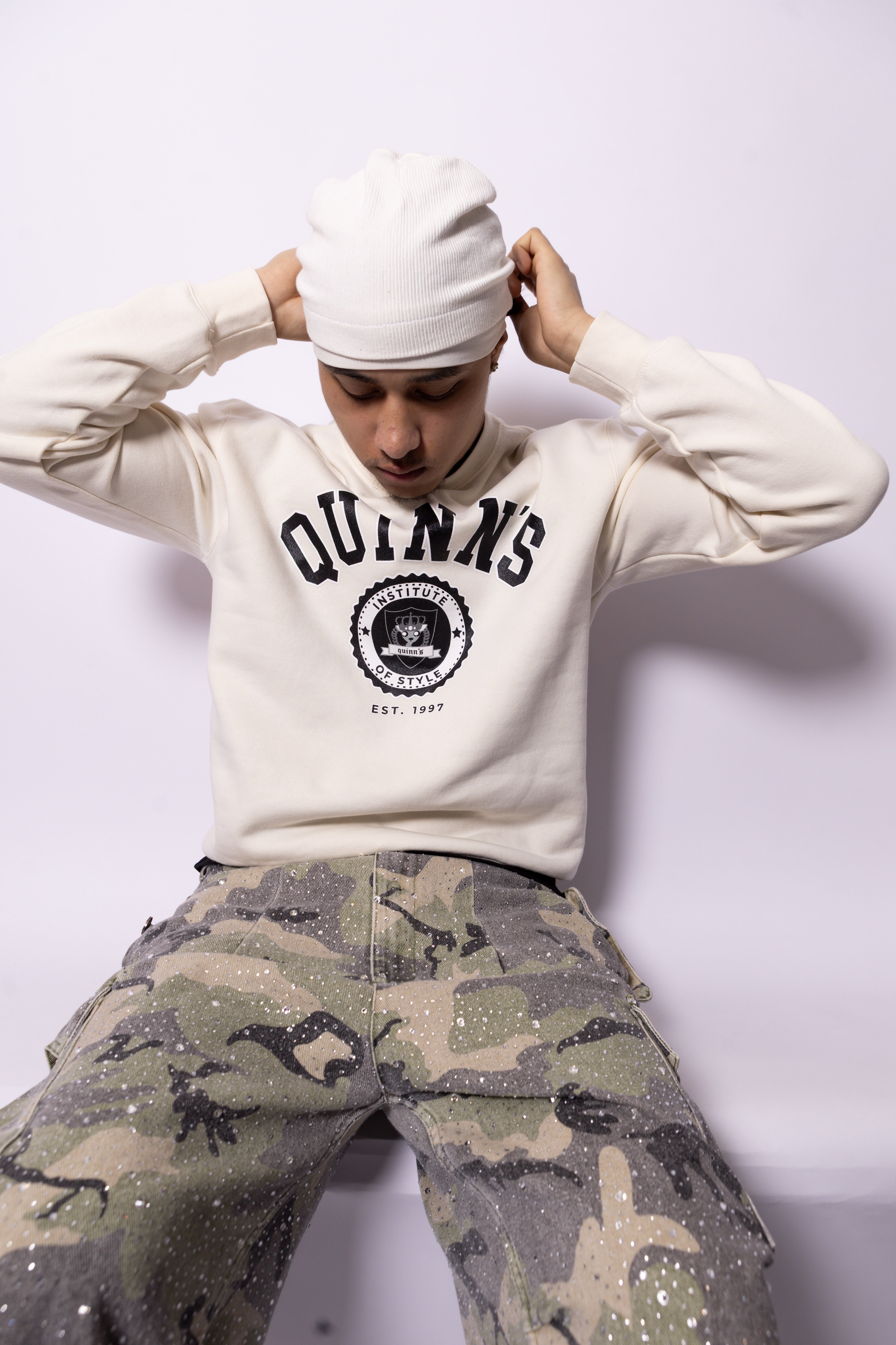 Quinn's College Sweater White