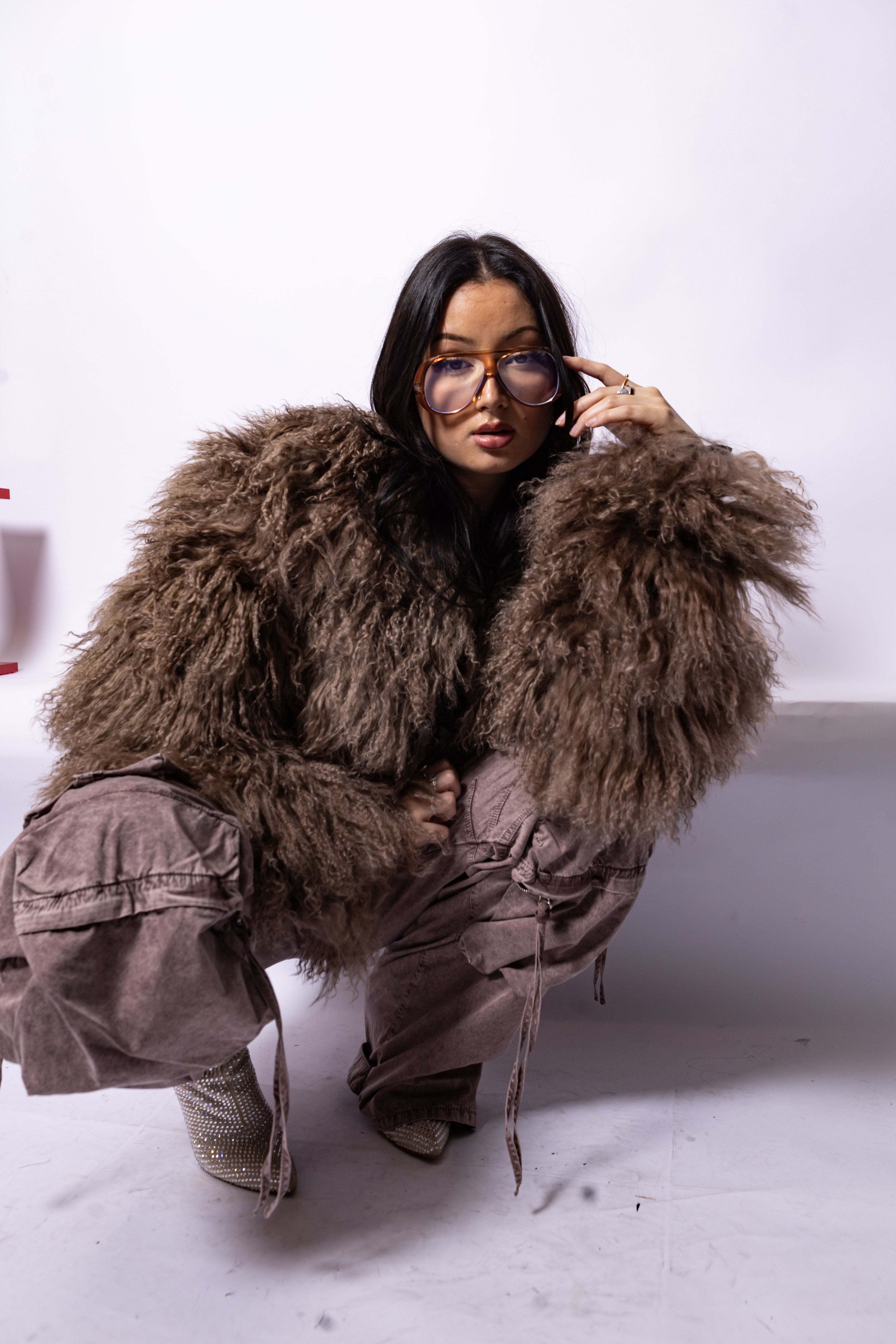 Mongolian Lamb Fur Jacket Brown