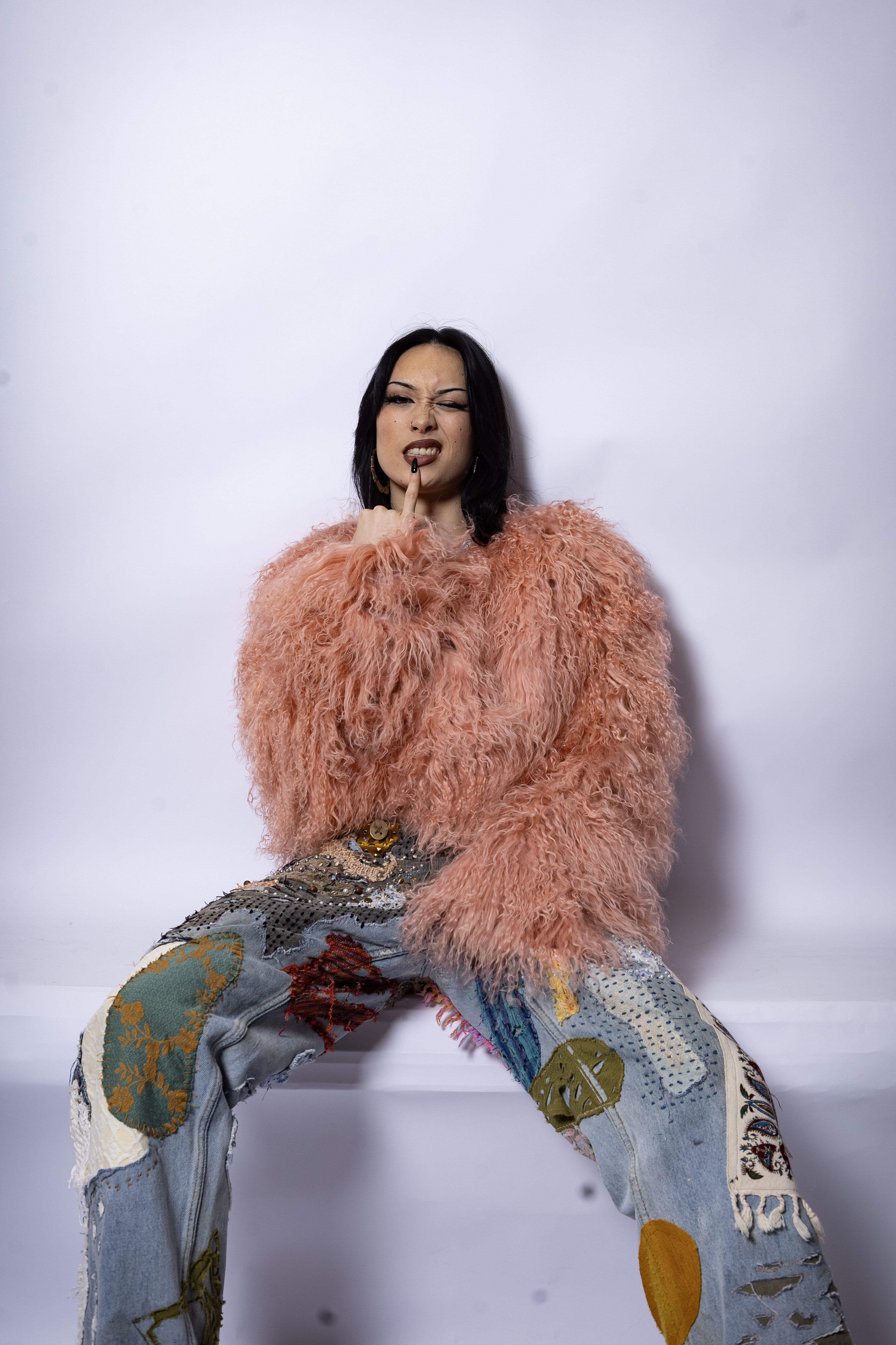 Mongolian Lamb Fur Jacket Orange