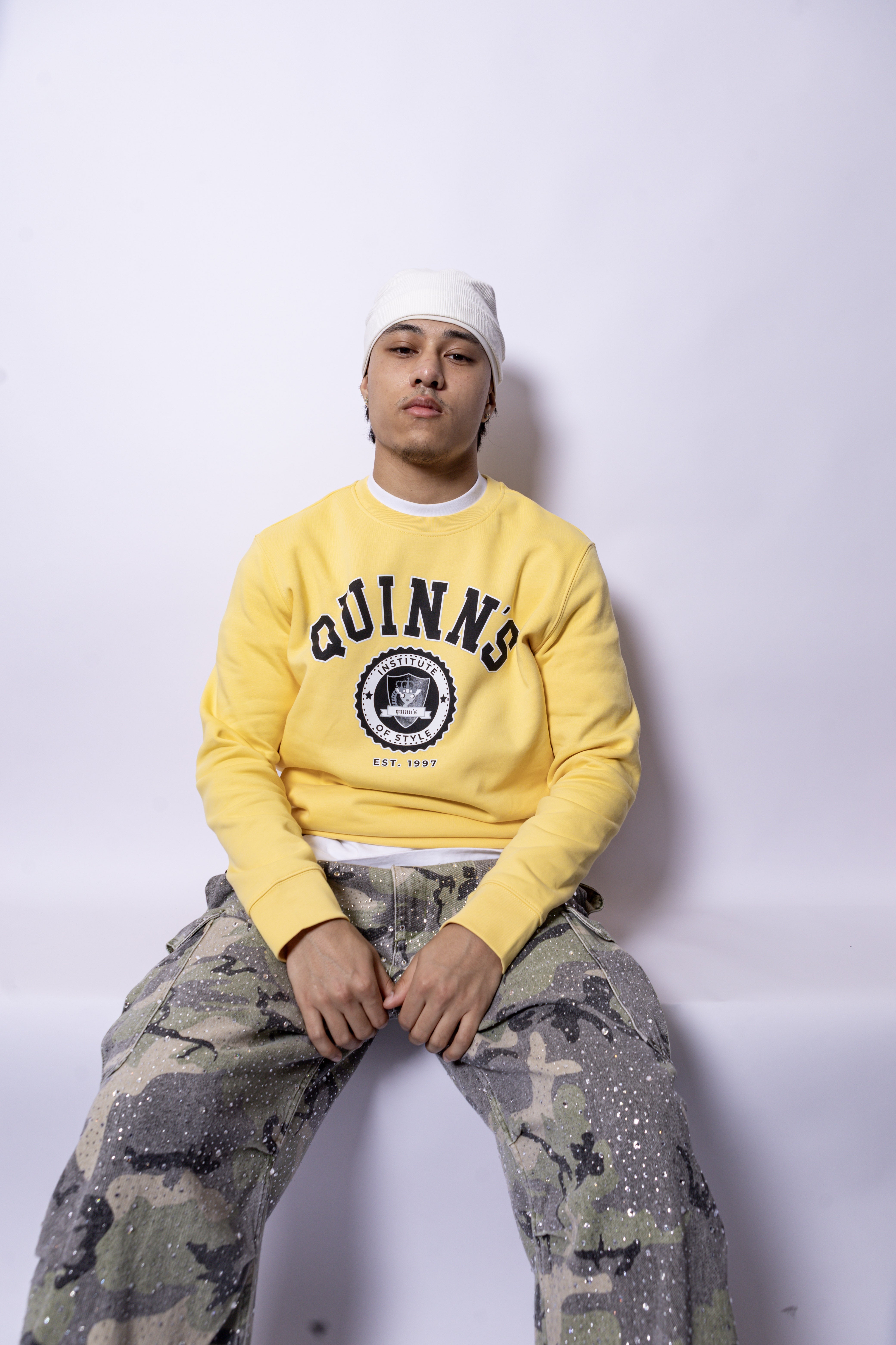 Quinn's College Sweater Yellow