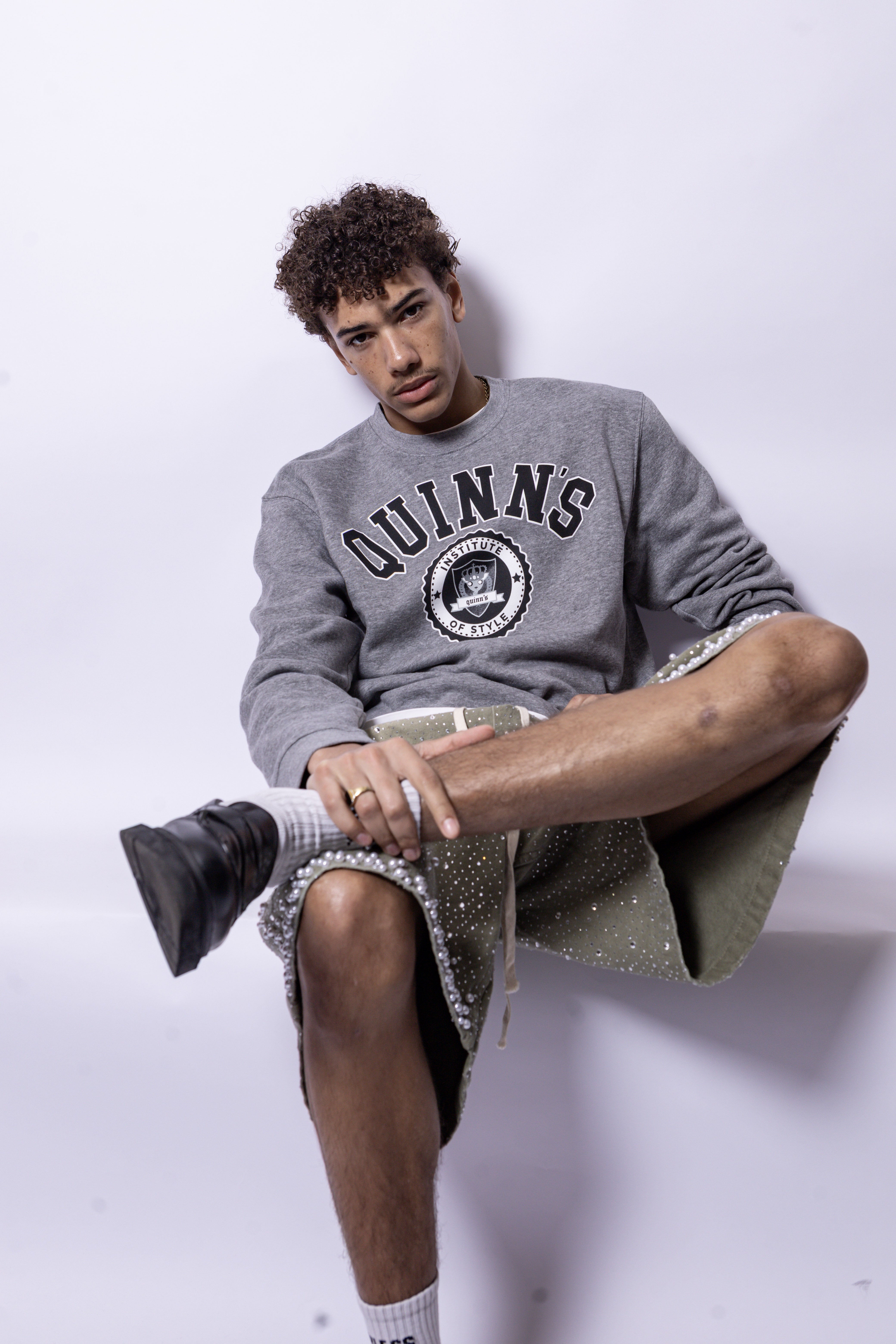Quinn's College Sweater Gray