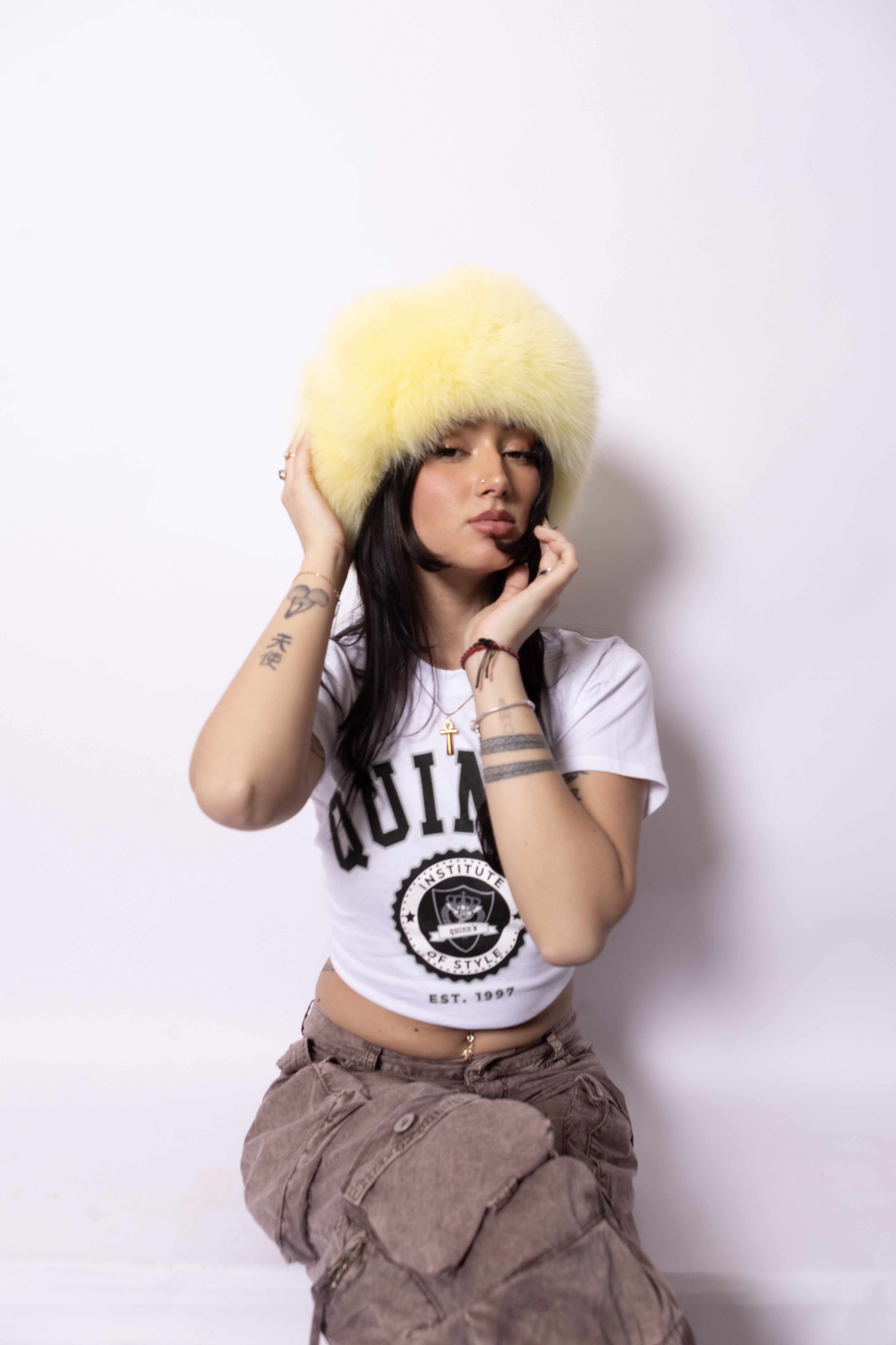 Faux Fur Trapper Hat - Yellow