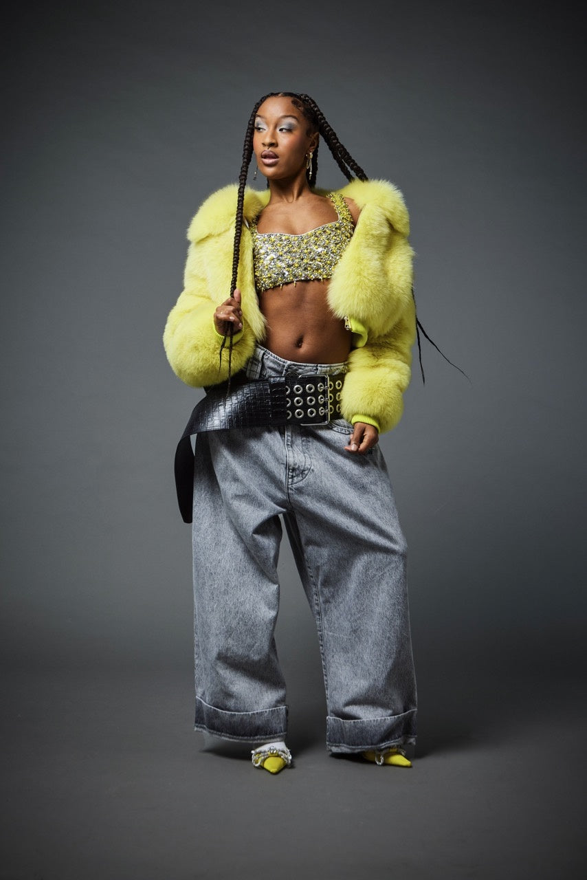 Quinn's feaux fur bomber jacket